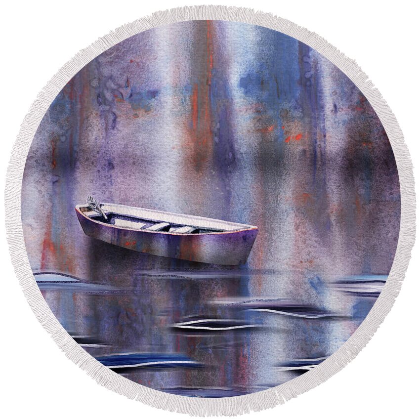 Ripples Round Beach Towel featuring the painting Ripples On The Water Peaceful Lake Watercolor by Irina Sztukowski
