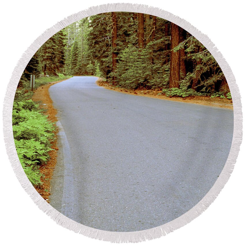 Forest Round Beach Towel featuring the photograph Road Through the Forest by Randy Bradley