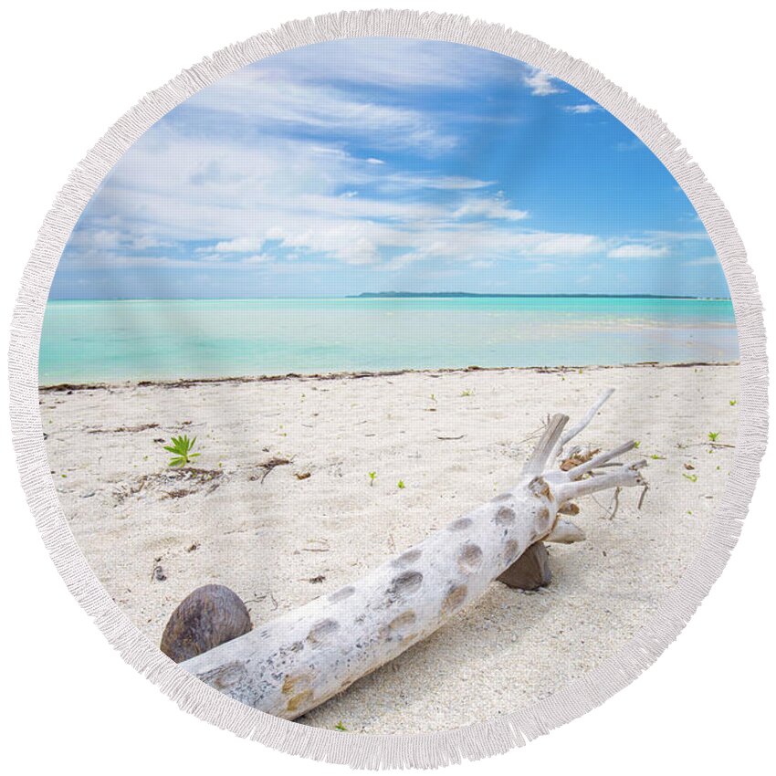 Driftwood Round Beach Towel featuring the photograph Robinson Crusoe's Living Room by Becqi Sherman