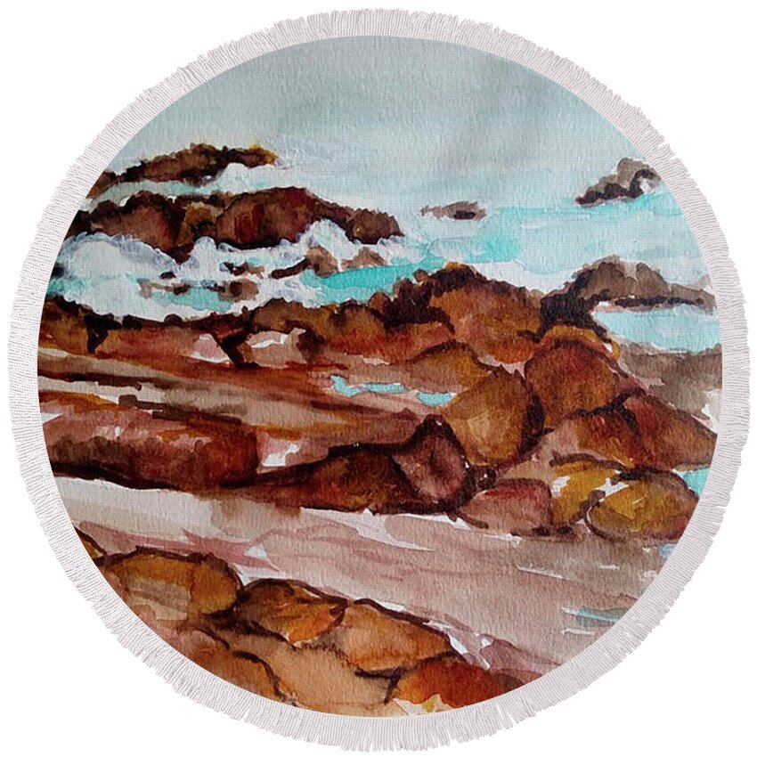 Round Beach Towel featuring the painting Rocas by Carlos Jose Barbieri