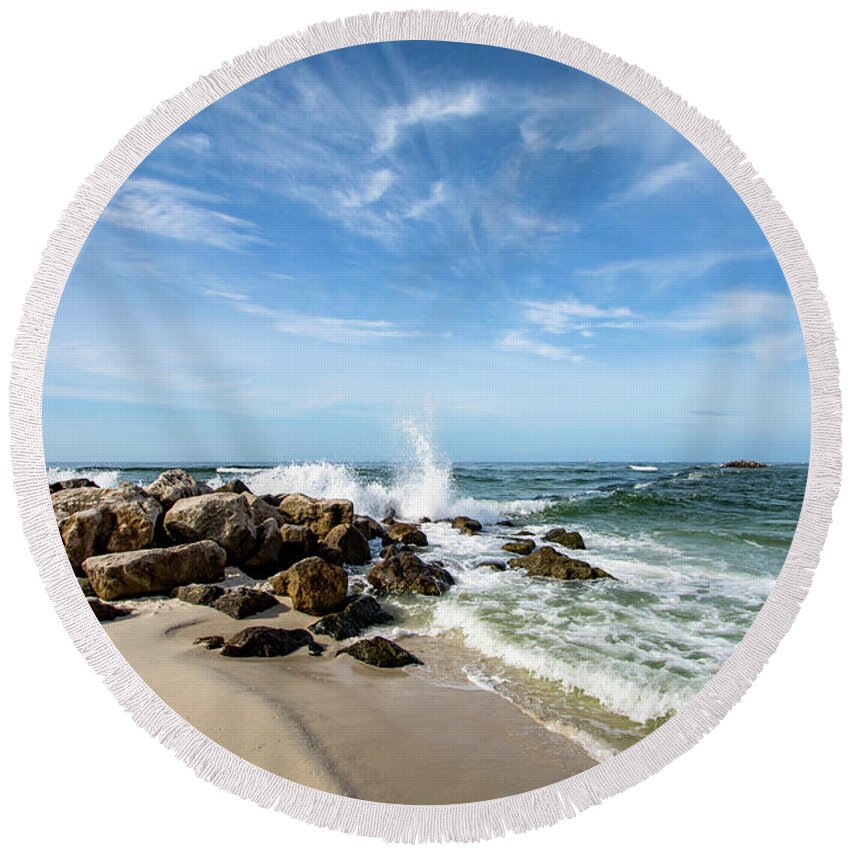 Rock Round Beach Towel featuring the photograph Rocky Beach on the Gulf Coast by Beachtown Views