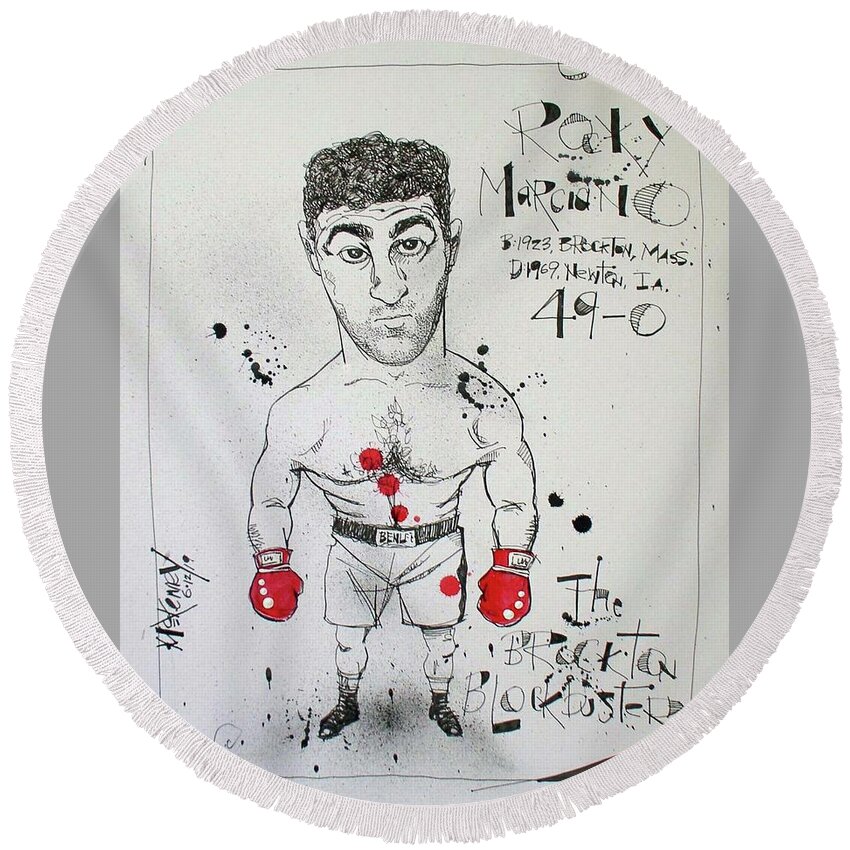  Round Beach Towel featuring the photograph Rocky Marciano by Phil Mckenney