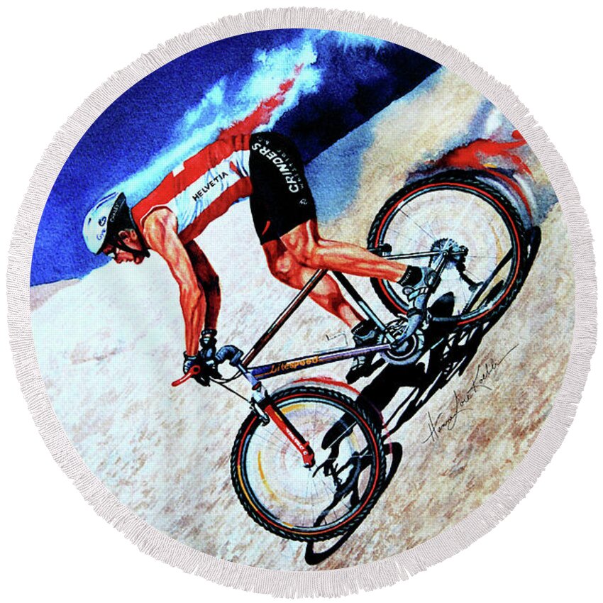 Rocky Mountain Cycling Round Beach Towels