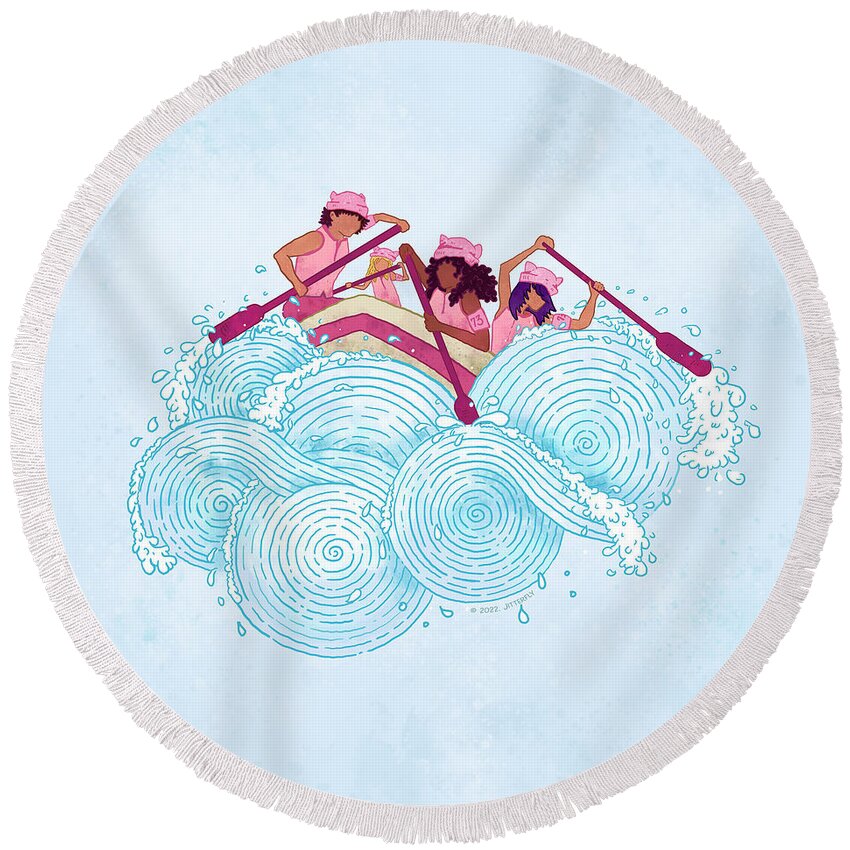 Roe Round Beach Towel featuring the digital art Roe Your Vote - Blue Wave by Laura Ostrowski