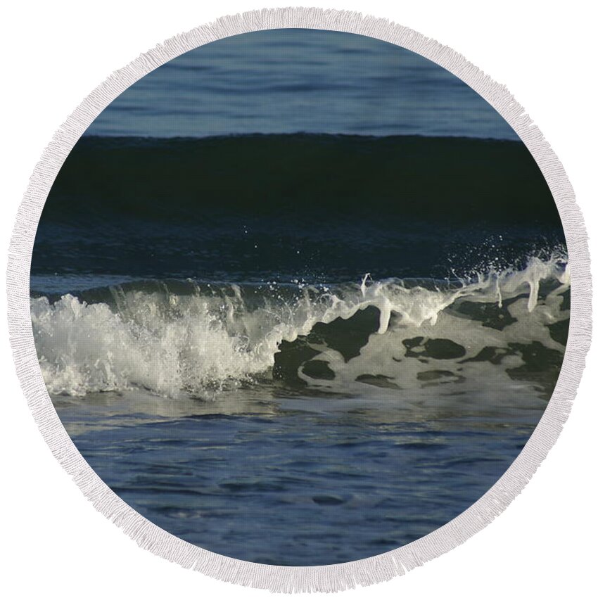  Round Beach Towel featuring the photograph Rolling In by Heather E Harman