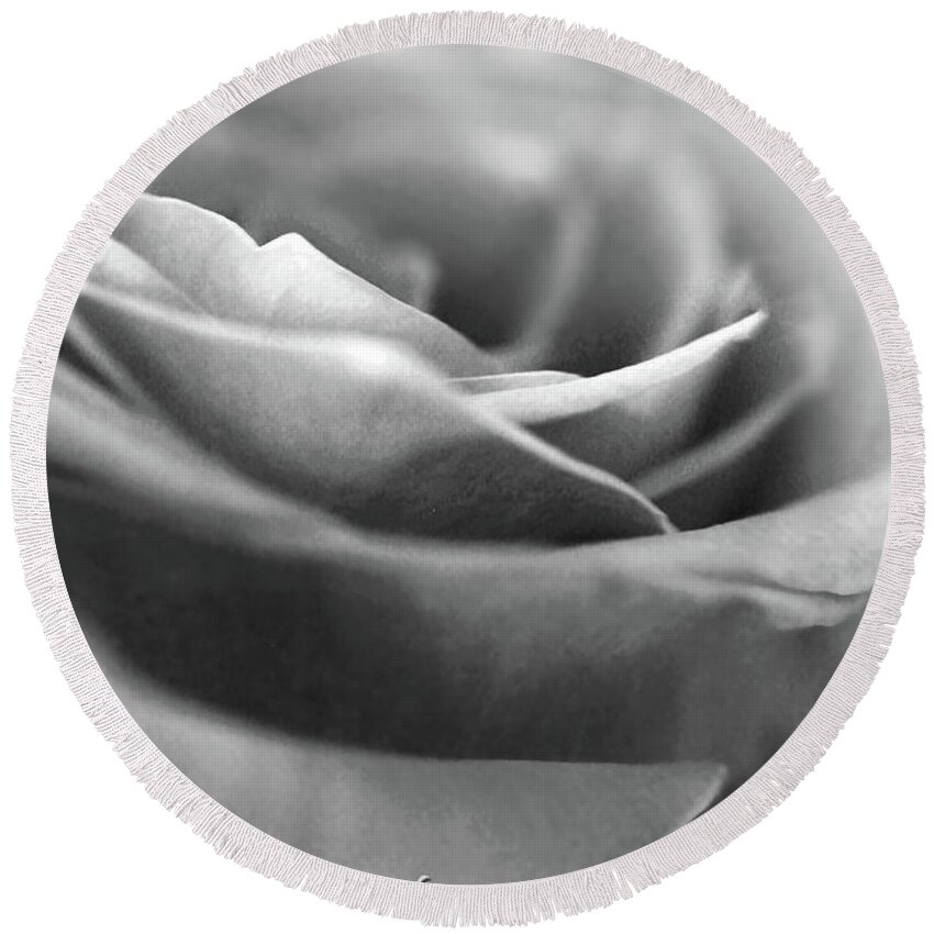 Rose Bw Round Beach Towel featuring the photograph Rose BW by Natalie Dowty