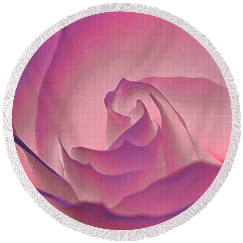 Rose Round Beach Towel featuring the photograph Rosy Daydreamer by Bill and Linda Tiepelman