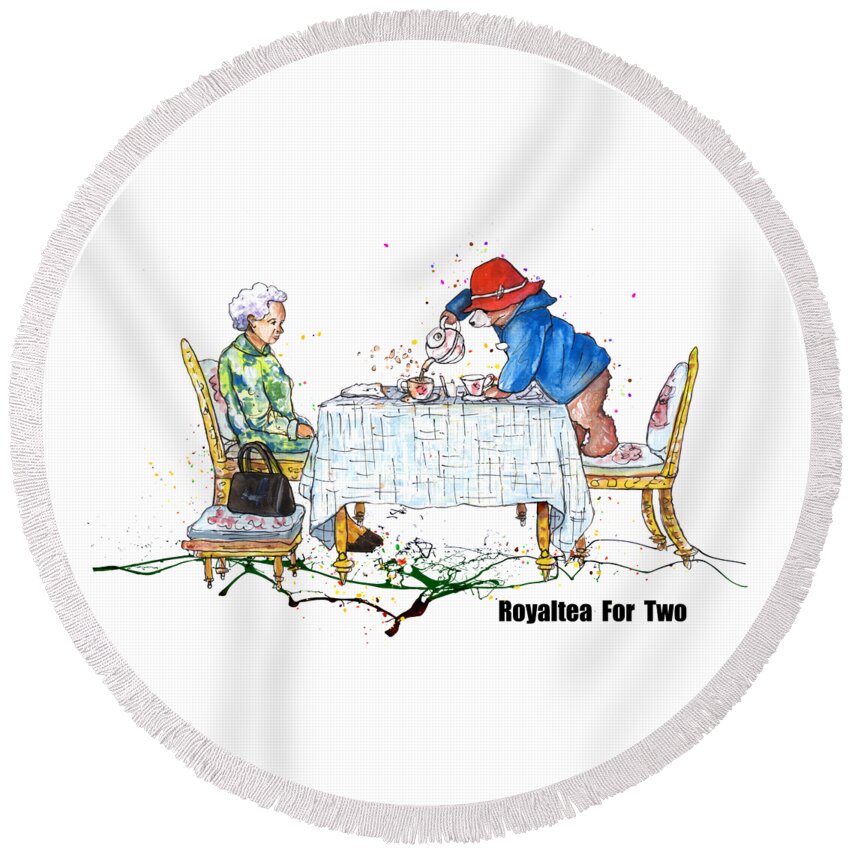 Paddington Round Beach Towel featuring the painting Royaltea For Two by Miki De Goodaboom
