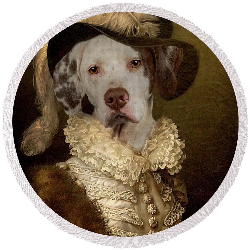 Dog Round Beach Towel featuring the photograph Royal Wyatt by Rebecca Cozart
