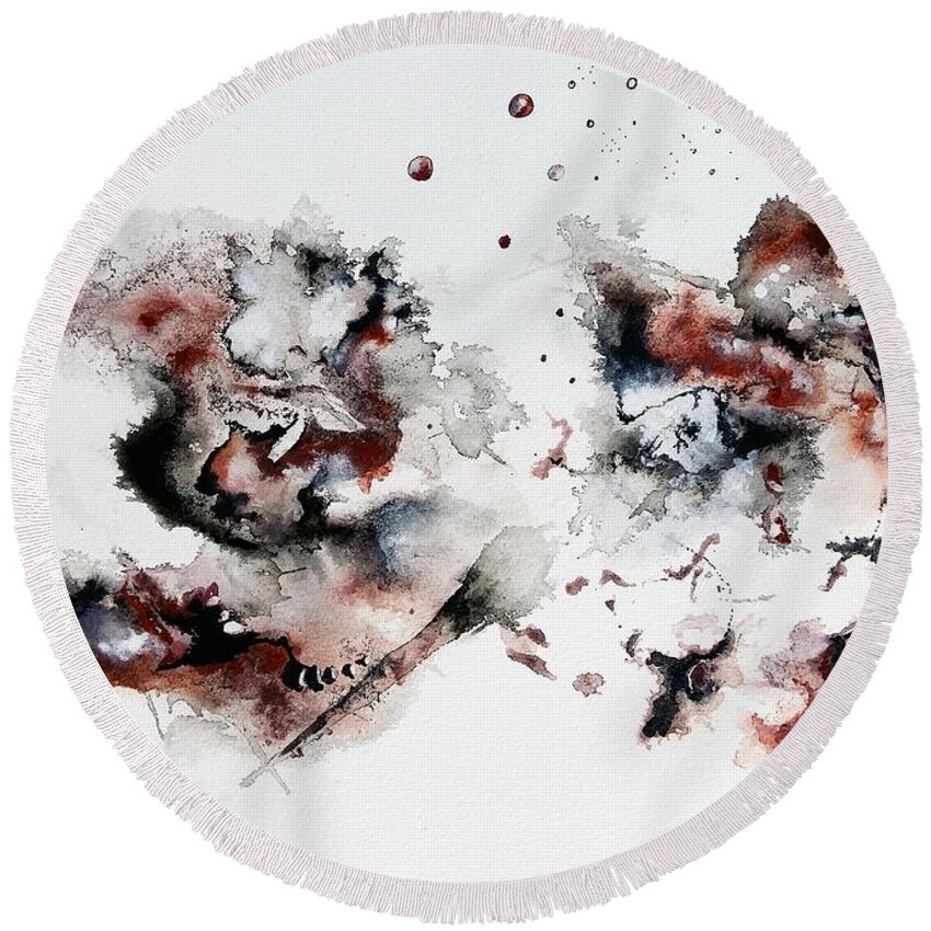 Abstract Watercolors Round Beach Towel featuring the painting Rullabagi Abrogar Asundo by Wolfgang Schweizer
