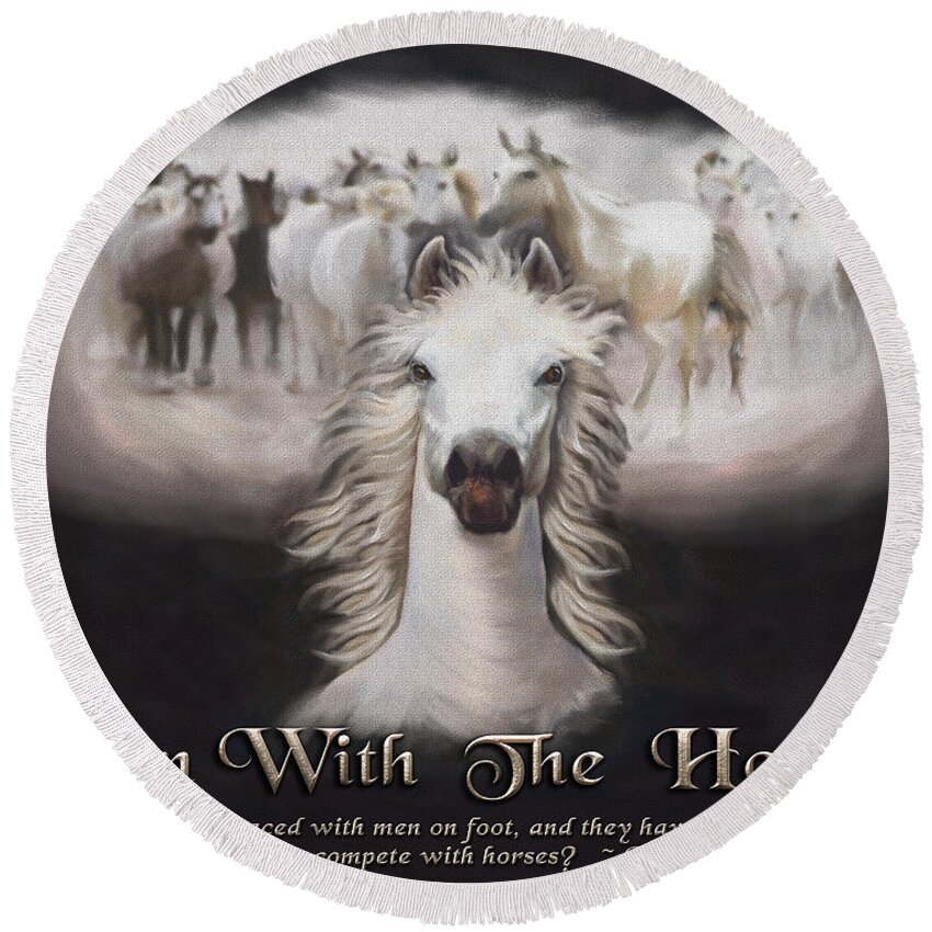 Horse Round Beach Towel featuring the digital art Run With The Horses by Constance Woods