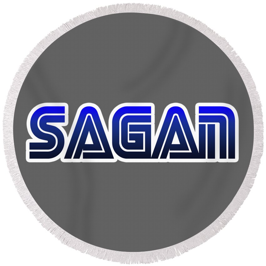 Carl Sagan Round Beach Towel featuring the photograph SAGAN - Retro Logo by Christopher Lotito