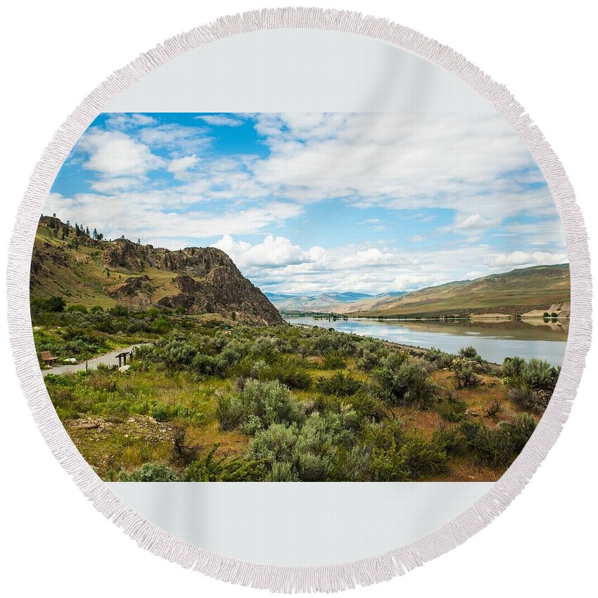 Sagebrush And Sky Round Beach Towel featuring the photograph Sagebrush and Sky by Tom Cochran