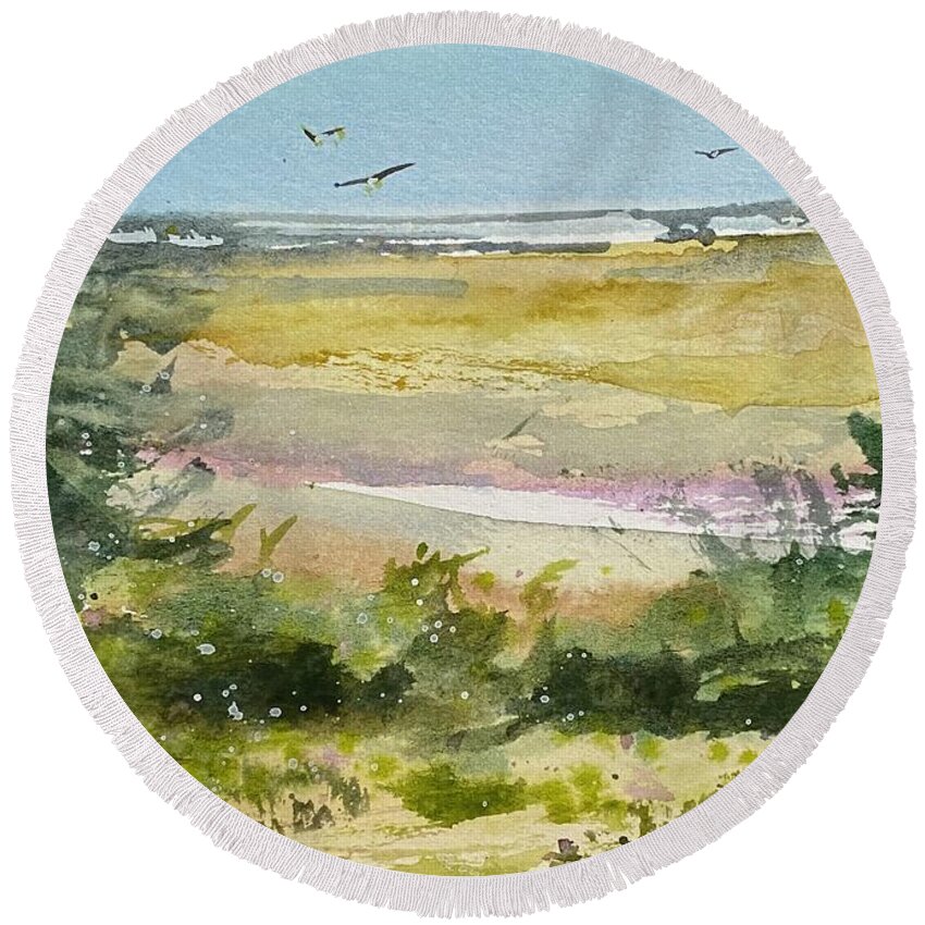  Beach Round Beach Towel featuring the painting Salt Marsh 2 by Kellie Chasse