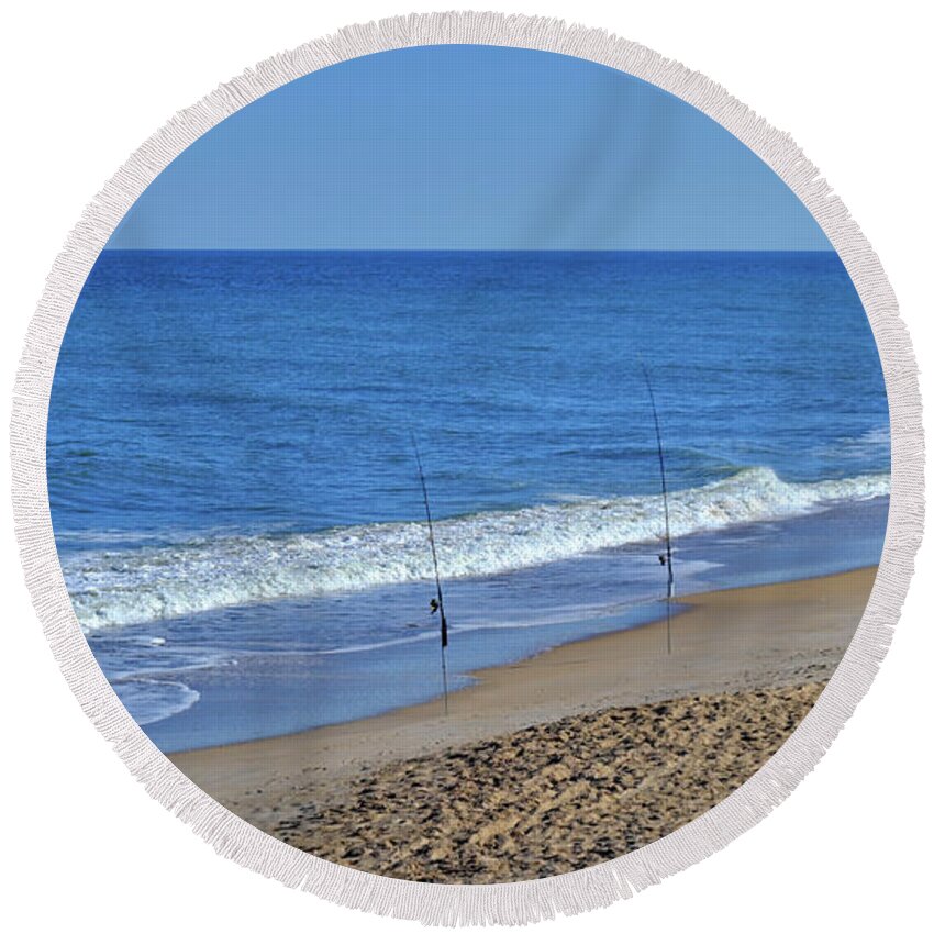 Sky Round Beach Towel featuring the photograph Salt Water Fishing by George Taylor