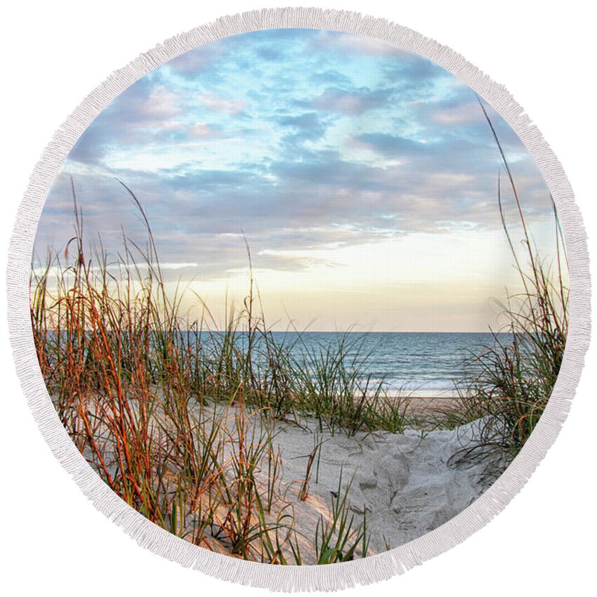 Beach Round Beach Towel featuring the photograph Salter Path Beach Sunset - Bogue Banks North Carolina by Bob Decker