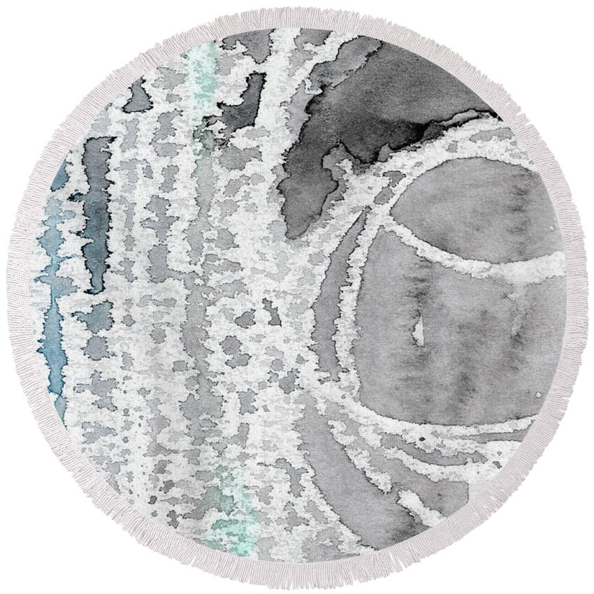 Abstract Round Beach Towel featuring the mixed media Saltwater 2 Wide- Art by Linda Woods by Linda Woods