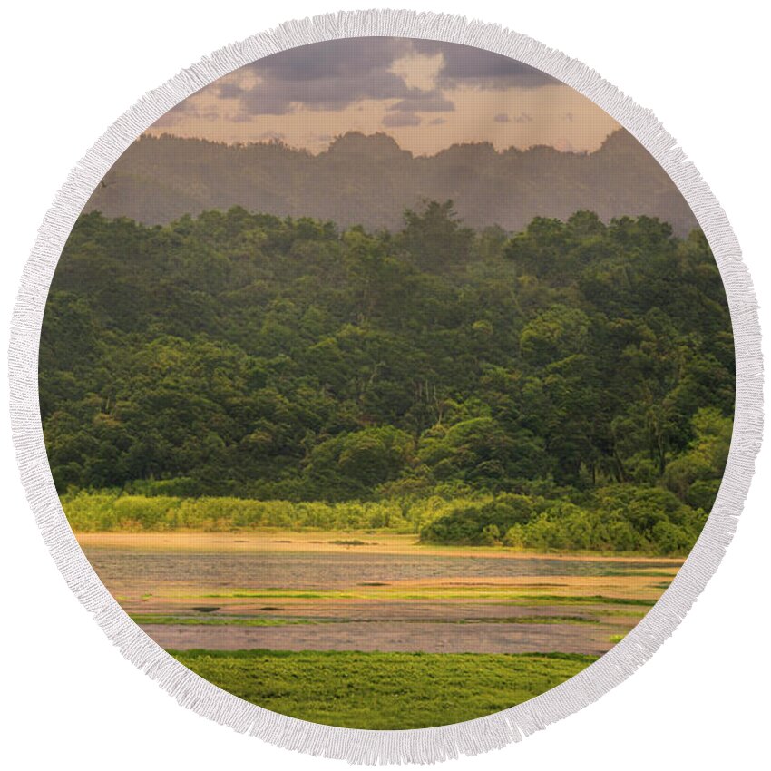 Nature Round Beach Towel featuring the photograph Saltwater Marsh by Frank Wilson