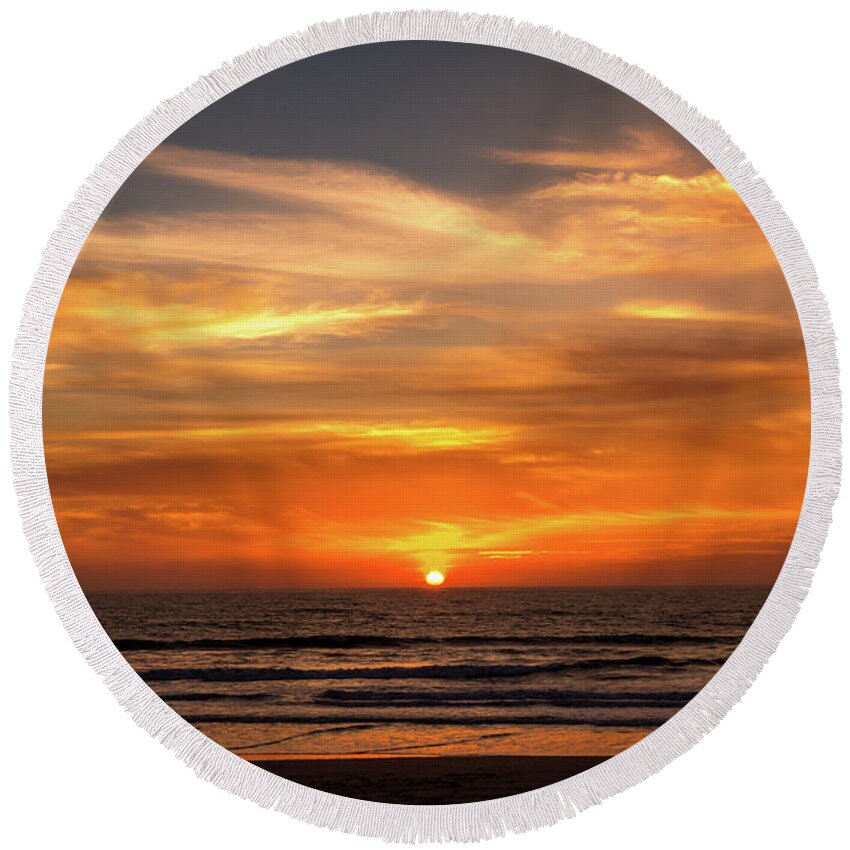 Sunset Round Beach Towel featuring the photograph Samoa Dunes Sunset II by Harold Rau