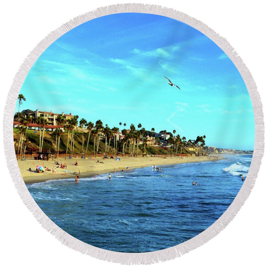 San Clemente Round Beach Towel featuring the photograph San Clemente Coastline - California by Glenn McCarthy Art and Photography