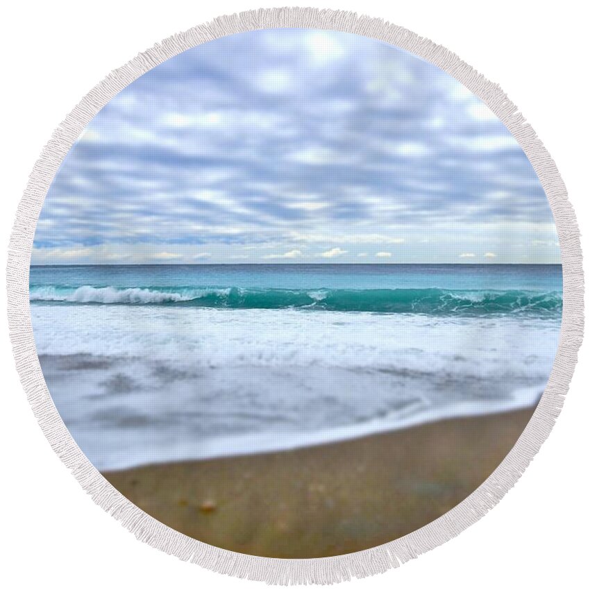 Waves Round Beach Towel featuring the photograph Varigotti. Novembre 2015 #1 by Marco Cattaruzzi