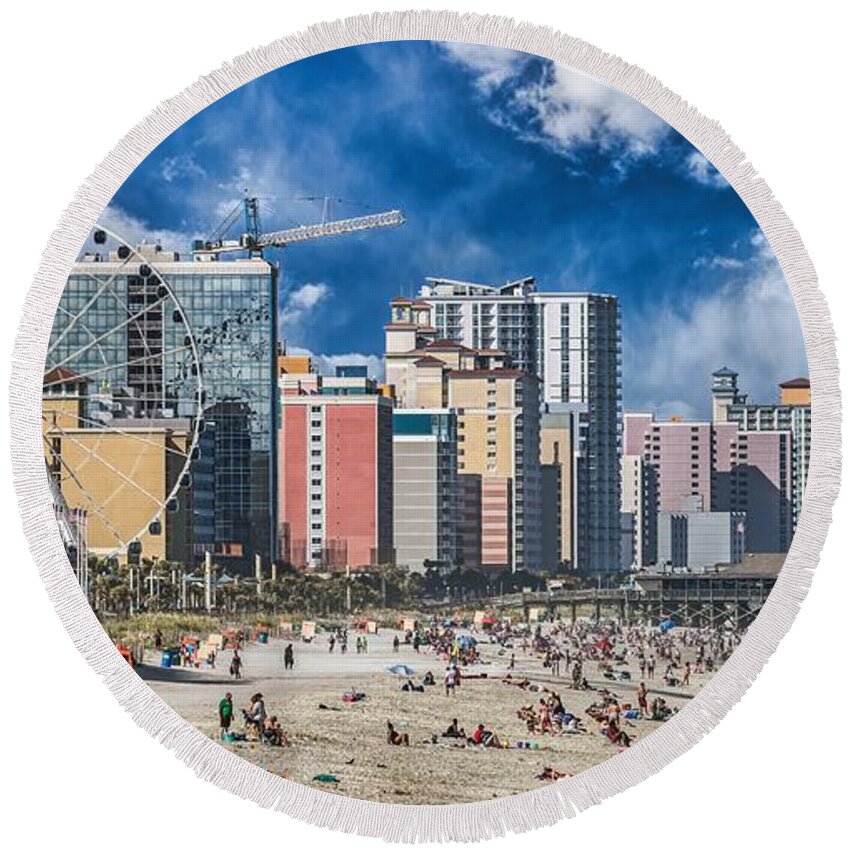 Myrtle Beach Round Beach Towel featuring the photograph Sand, Sea, and Fun - Myrtle Beach by Mountain Dreams