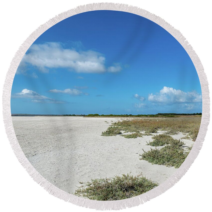 Landscape Round Beach Towel featuring the photograph Sardinia's Hidden Gem - The Dry Lakebed of Sale 'e Porcus by Benoit Bruchez