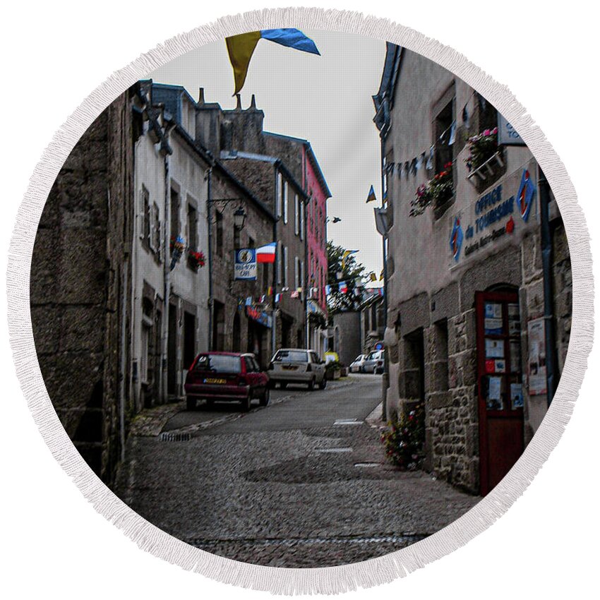 Alley Round Beach Towel featuring the photograph Scene from Bretagne by Jim Feldman