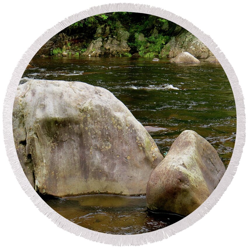 Stream Round Beach Towel featuring the photograph Schoharie Rocks by Azthet Photography