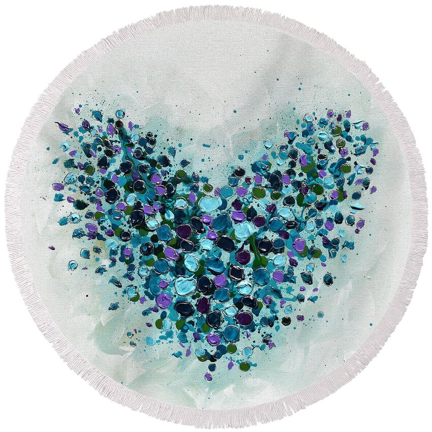 Heart Round Beach Towel featuring the painting Scintillant Heart by Amanda Dagg
