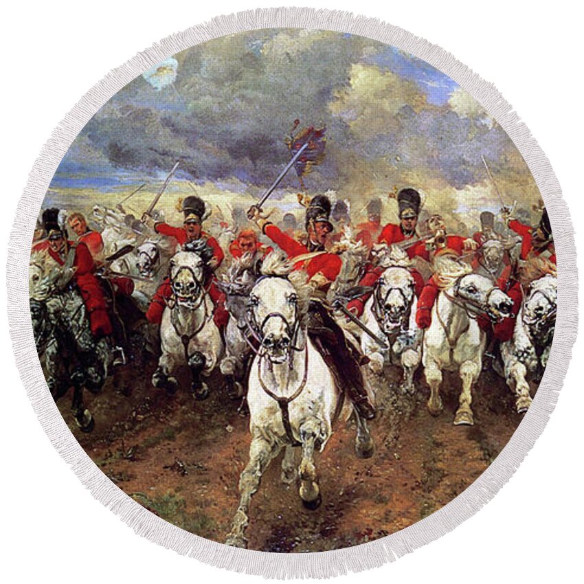 Scotland Forever Round Beach Towel featuring the painting Scotland Forever during the Napoleonic Wars by Doc Braham
