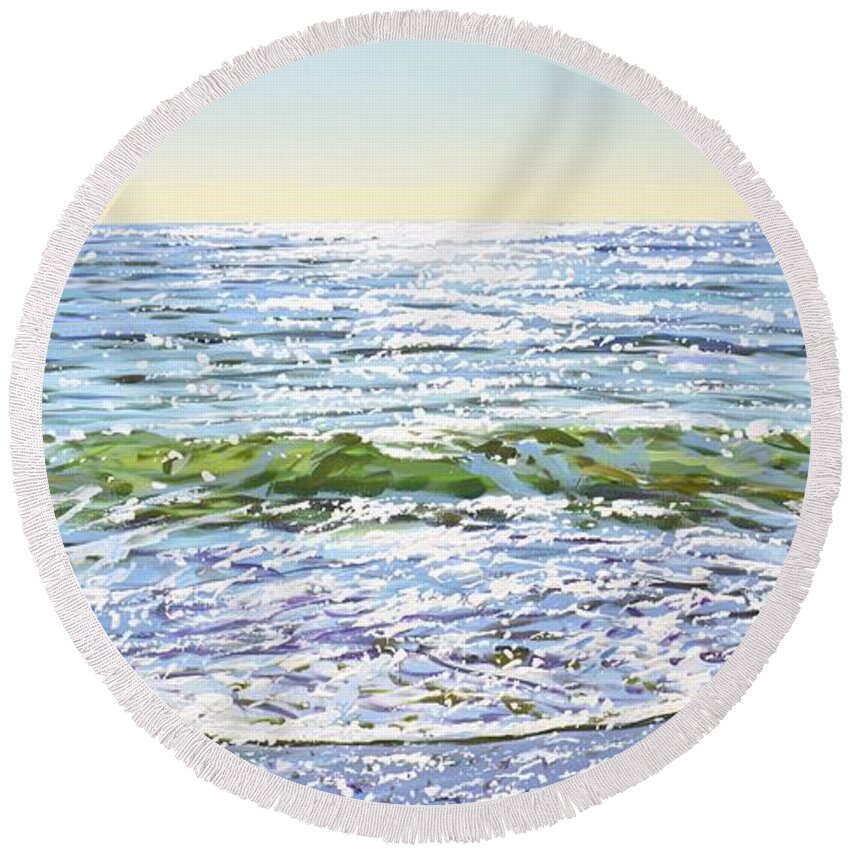 Buy A Painting Round Beach Towel featuring the painting Sea 22. by Iryna Kastsova