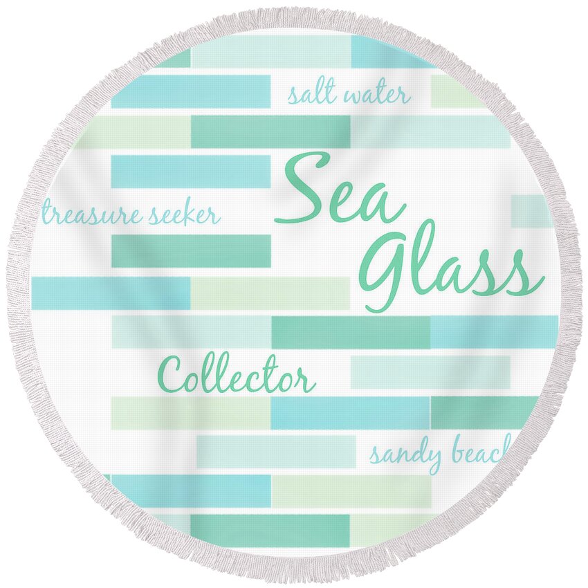 Sea Glass Round Beach Towel featuring the digital art Sea Glass Collector by Angie Tirado