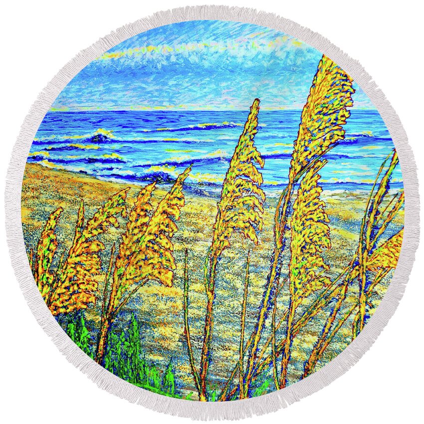 Sea Round Beach Towel featuring the painting Sea Oat,dual #1 by Viktor Lazarev