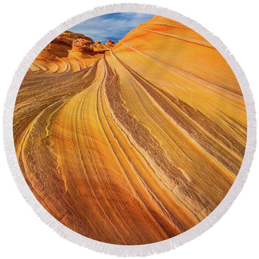 America Round Beach Towel featuring the photograph Second Wave Surf by Inge Johnsson