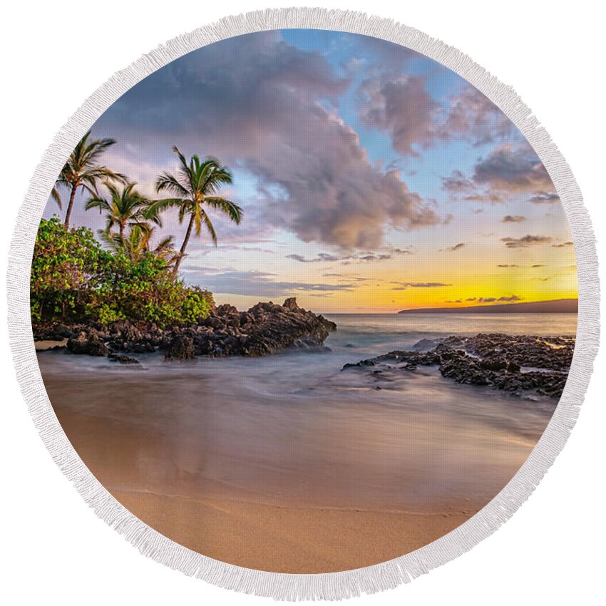 Beach Round Beach Towel featuring the photograph Secret Cove colors by Chris Spencer