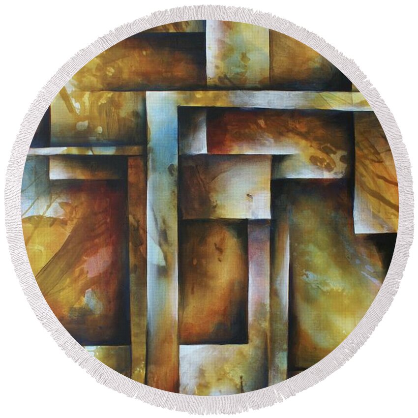 Cubism Round Beach Towel featuring the painting Stop by Michael Lang