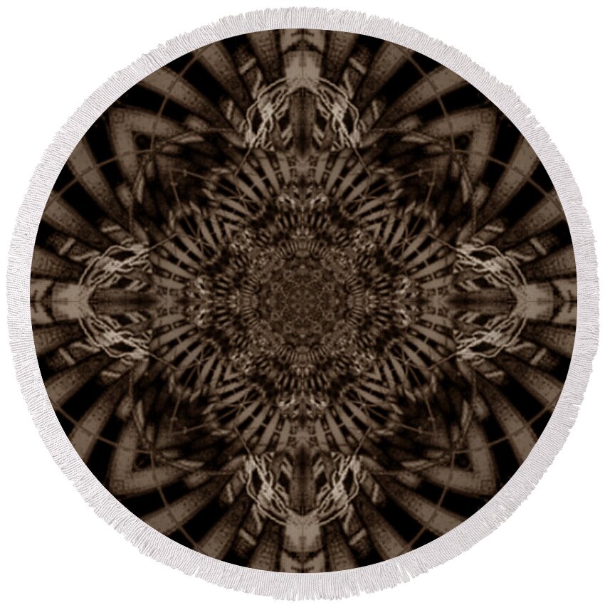 Sepia Round Beach Towel featuring the digital art Sepiation by Designs By L
