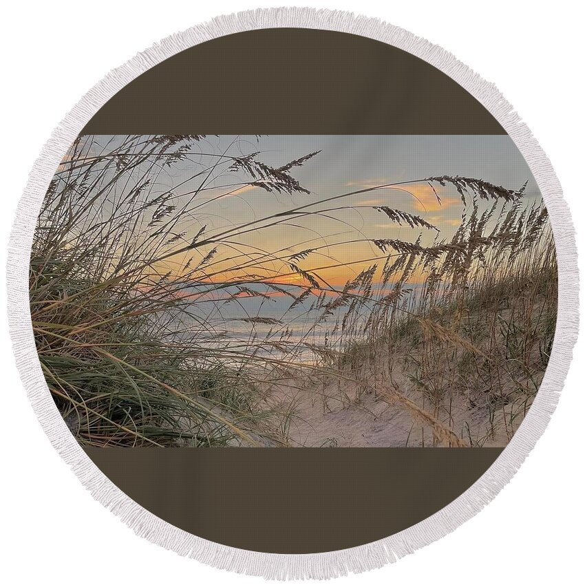 Obx Sunrise Round Beach Towel featuring the photograph September 26 Pea Island by Barbara Ann Bell