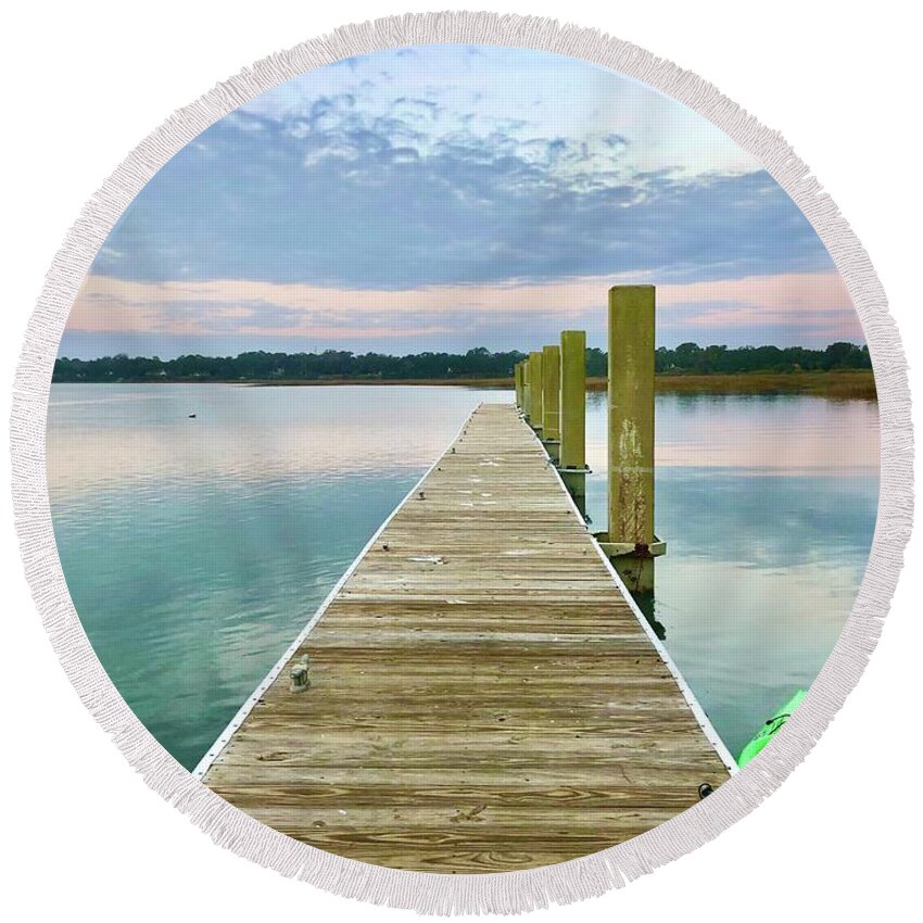Landscape Round Beach Towel featuring the photograph Serene Destinations by Michael Stothard