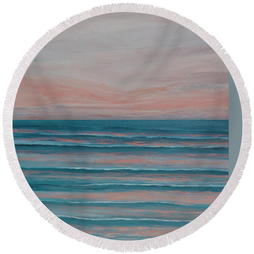 Ocean Round Beach Towel featuring the painting Serene by Linda Bailey