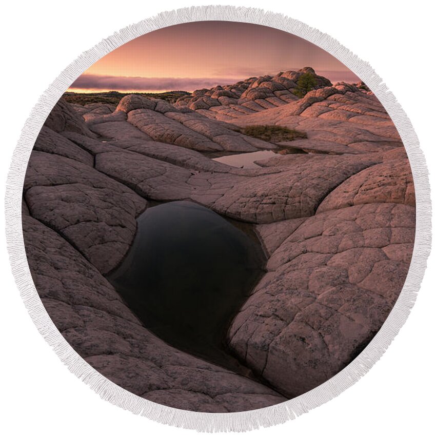 Vermilion Round Beach Towel featuring the photograph Serene Pool by Peter Boehringer