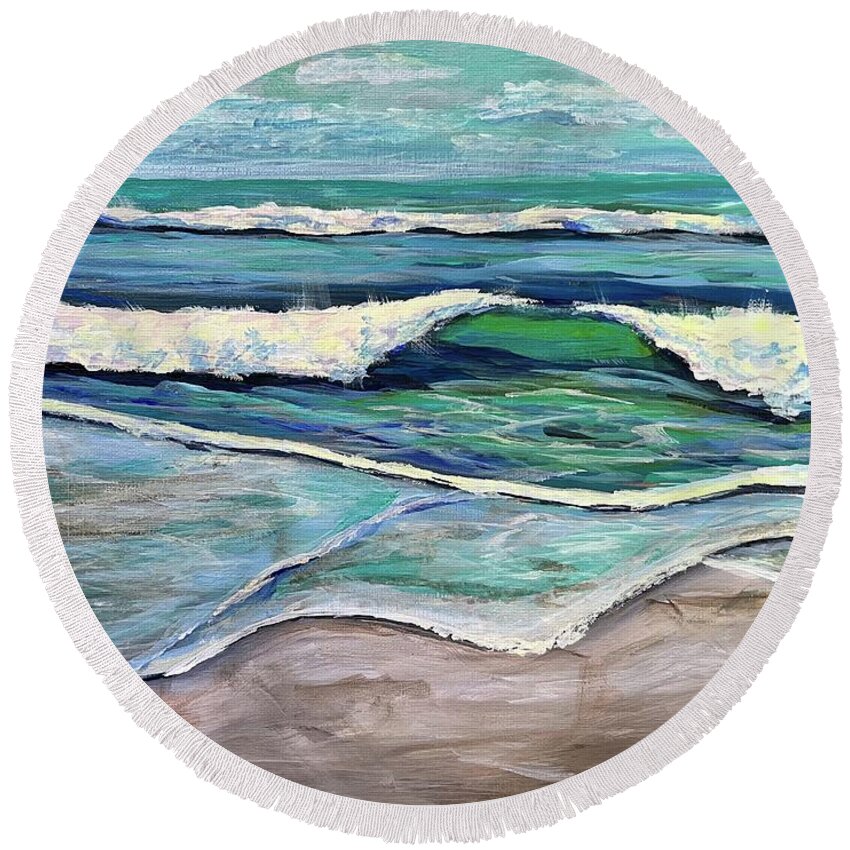 Beach Round Beach Towel featuring the painting Serenity by Kelly Smith