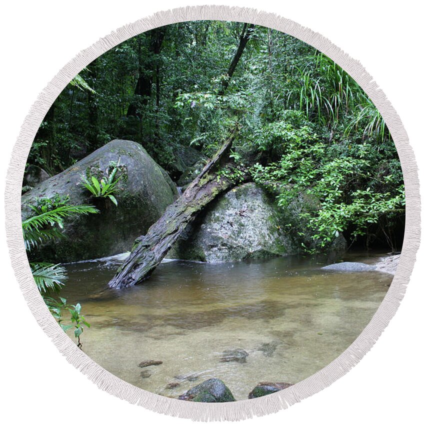 Mossman Gorge Round Beach Towel featuring the photograph Serenity by Maryse Jansen