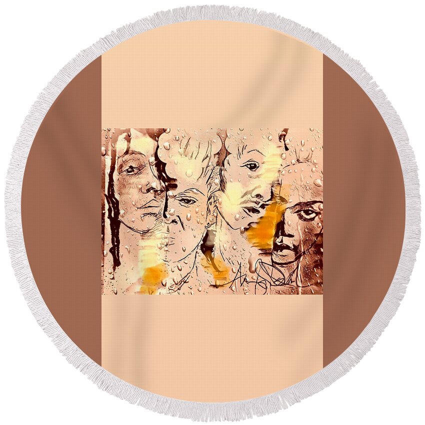  Round Beach Towel featuring the mixed media Set it off pt.1 by Angie ONeal