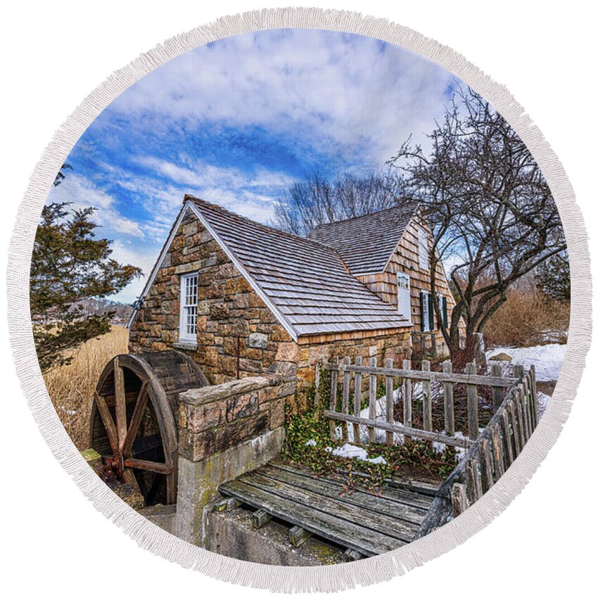 Mill Round Beach Towel featuring the photograph Setauket Mill House by Sean Mills