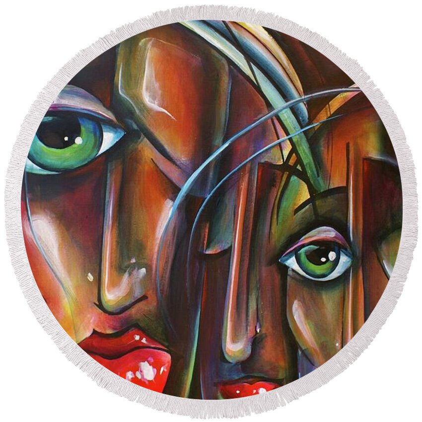 Urban Expressions Round Beach Towel featuring the painting Shade by Michael Lang