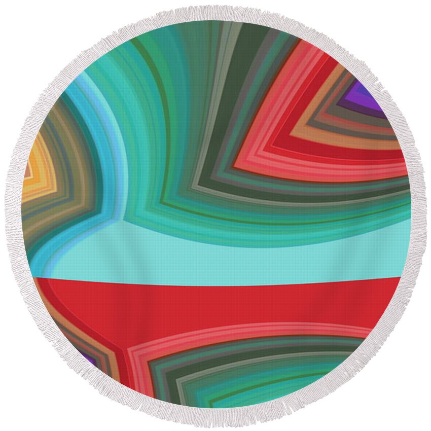 #abstract #abstractart #digital #digitalart #wallart #markslauter #print #greetingcards #pillows #duvetcovers #shower #bag #case #shirts #towels #mats #notebook #blanket #charger #pouch #mug #tapestries #facemask #puzzle Round Beach Towel featuring the digital art Shape Untitled 1 by Mark Slauter