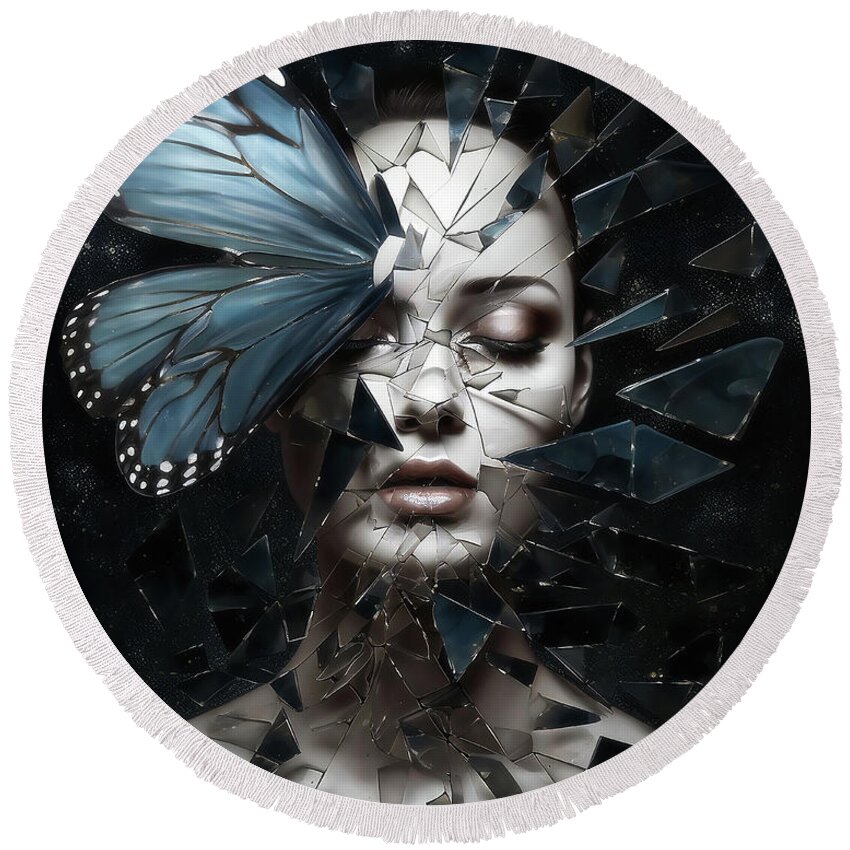 Woman Round Beach Towel featuring the digital art Shattered by Jacky Gerritsen