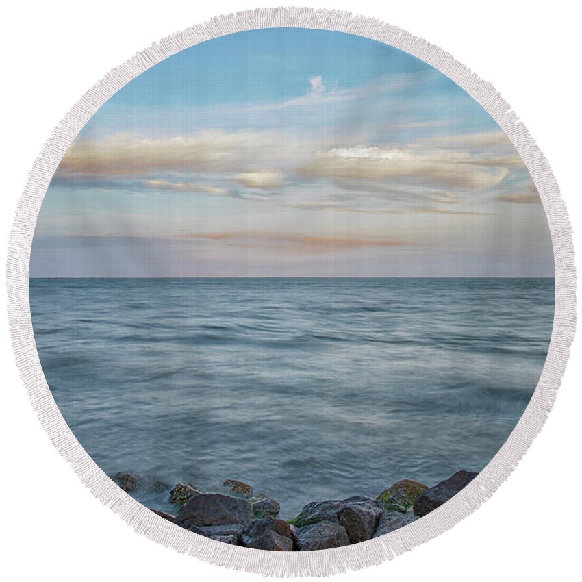 Sunset Round Beach Towel featuring the photograph Shell Point Sunset - Harkers Island North Carolina by Bob Decker